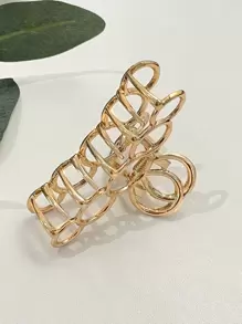DAZY Geo Decor Hair Claw Casual Claw Clips Hair Clips Hair Jaw Clip Hair Clamps Hair Clutch Hair Catcher Clip - Gold - View 3