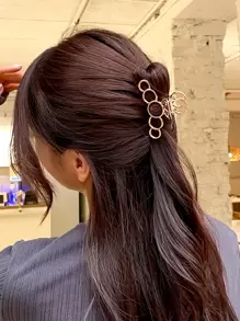 DAZY Geo Decor Hair Claw Casual Claw Clips Hair Clips Hair Jaw Clip Hair Clamps Hair Clutch Hair Catcher Clip - Gold - View 7