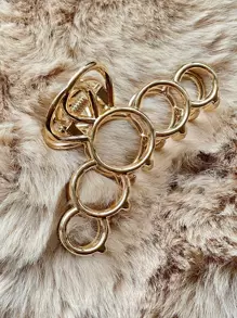 DAZY Geo Decor Hair Claw Casual Claw Clips Hair Clips Hair Jaw Clip Hair Clamps Hair Clutch Hair Catcher Clip - Gold - View 8