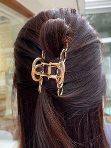 DAZY Geo Decor Hair Claw Casual Claw Clips Hair Clips Hair Jaw Clip Hair Clamps Hair Clutch Hair Catcher Clip - Gold - View 9