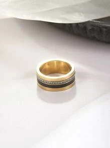 歐美風格空氣感套鑽可減壓抗焦慮戒指 女士不鏽鋼珠寶適合日常佩戴 - 彩色 - 查看 2
