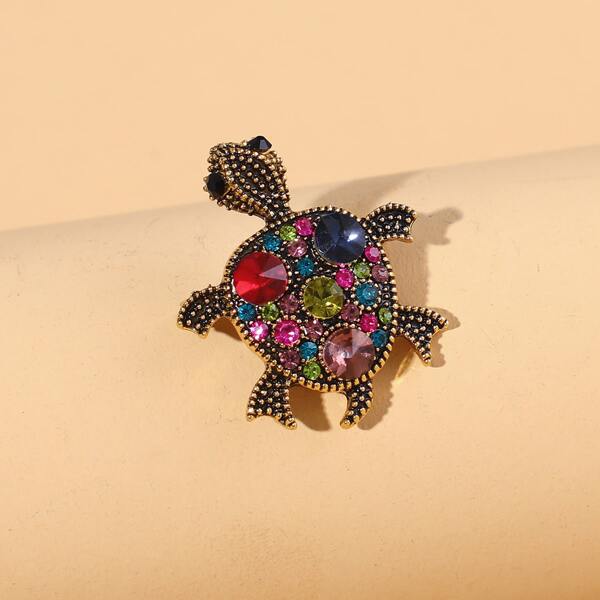 

Rhinestone Turtle Brooch, Multicolor