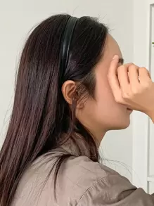 DAZY Minimalist PU Leather Headband Casual - Black - View 1