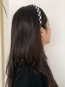 DAZY Plaid Pattern Headband Hairband Hair Hoop - Black and White - View 5