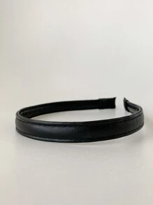 DAZY Minimalist PU Leather Headband Casual - Black - View 4