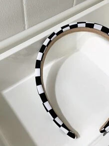 DAZY Plaid Pattern Headband Hairband Hair Hoop - Black and White - View 8