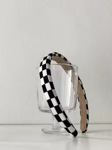 DAZY Plaid Pattern Headband Hairband Hair Hoop - Black and White - View 3