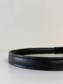 DAZY Minimalist PU Leather Headband Casual - Black - View 5