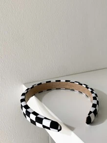 DAZY Plaid Pattern Headband Hairband Hair Hoop - Black and White - View 7