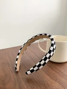 DAZY Plaid Pattern Headband Hairband Hair Hoop - Black and White - View 1