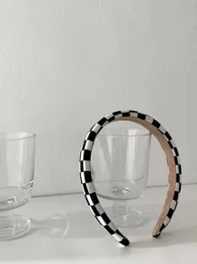 DAZY Plaid Pattern Headband Hairband Hair Hoop - Black and White - View 6