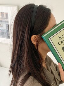 DAZY Minimalist PU Leather Headband Casual - Black - View 8