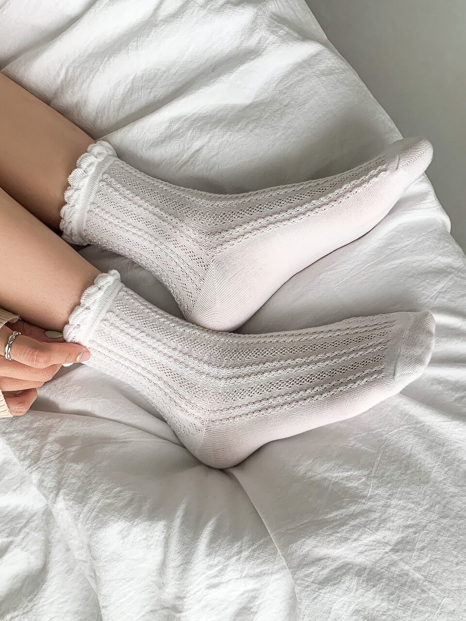 Lettuce Trim Solid Crew Socks For Daily