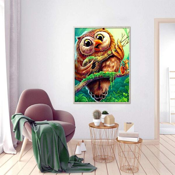 

Owl Pattern DIY Diamond Unframed Painting, Multicolor