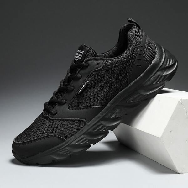 

Men Letter Patch Decor Running Shoes, Black