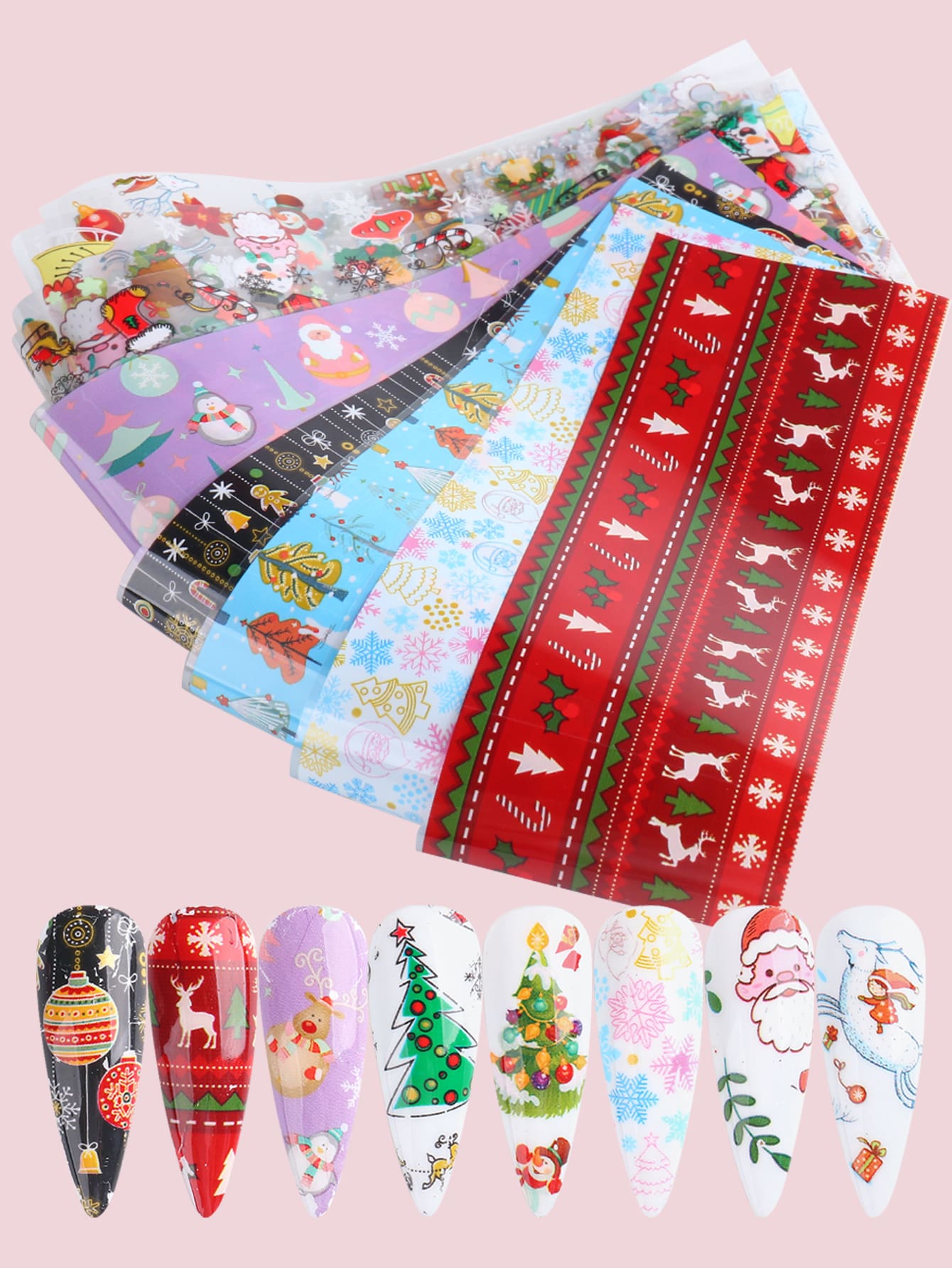 10sheets Christmas Cartoon Graphic Nail Transfer Foil - Multicolor - View 1