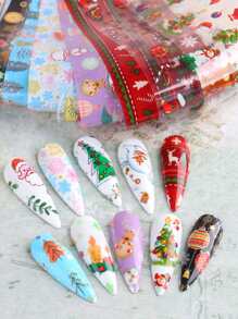 10sheets Christmas Cartoon Graphic Nail Transfer Foil - Multicolor - View 2