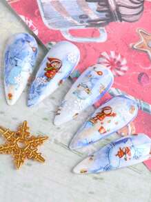 10sheets Christmas Cartoon Graphic Nail Transfer Foil - Multicolor - View 3