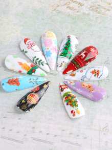 10sheets Christmas Cartoon Graphic Nail Transfer Foil - Multicolor - View 5