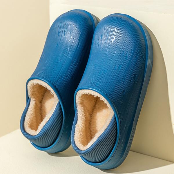 

Men Water-resistant Plush Inside Slippers, Navy blue