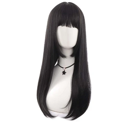 Natural Long Straight Synthetic Wig With Bangs