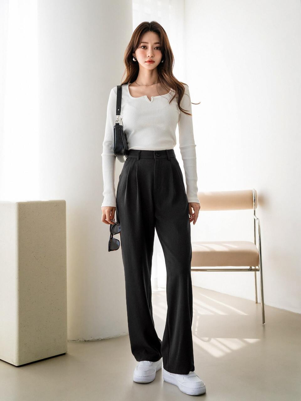 Zipper Fly Solid Tailored Pants,Women Dress Pants Business Attire