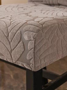 Jacquard Leaf Pattern Chair Slipcover, Grey Stretchy Dining Chair Dust Cover For Dining Room - Light Grey - View 2