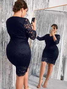 SHEIN Unity Vestido ajustado unicolor con encaje