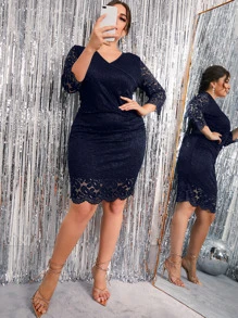 SHEIN Unity Vestido ajustado unicolor con encaje