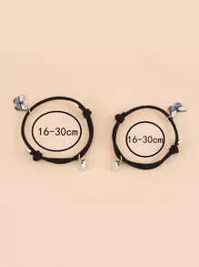 Thời trang và phổ biến của nam giới hợp kim 2 chiếc Vòng tay đôi bướm quyến rũ cho món quà trang sức và cho một vẻ ngoài sành điệu - màu đen - Xem 4