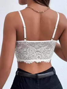 SHEIN SXY Top de tirantes corto con encaje bustier - Blanco - Ver 2