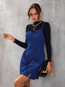 SHEIN Unity 後拉鍊吊帶連衣裙不附帶套頭毛衣 - 藍色 - 查看 3