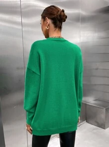 SHEIN EZwear Letter Pattern Drop Shoulder Oversized Sweater
