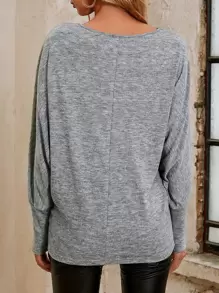 SHEIN Clasi 船領蝙蝠袖T恤 - 灰色 - 查看 2