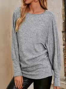 SHEIN Clasi 船領蝙蝠袖T恤 - 灰色 - 查看 3