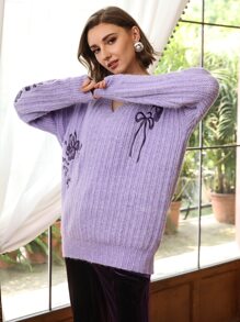 SHEIN Suéter amplio mezcla de lana - Lila Púrpura - Ver 5