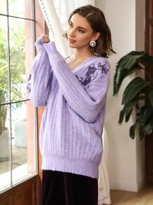 SHEIN Suéter amplio mezcla de lana - Lila Púrpura - Ver 6