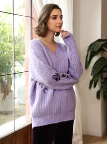 SHEIN Suéter amplio mezcla de lana - Lila Púrpura - Ver 7