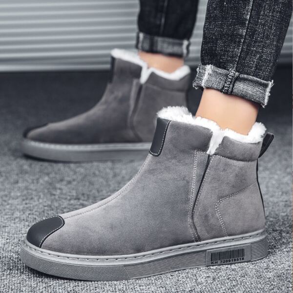 

Men Minimalist Slip On Plush Inside Boots, Grey