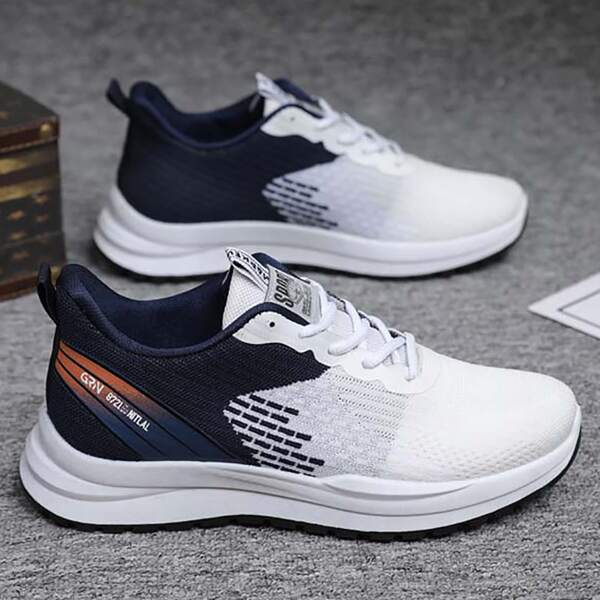 

Men Letter Graphic Lace-up Front Running Shoes, White
