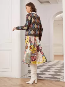 SHEIN Boxy Geo Embroidery Jacket - Multicolor - View 2