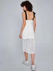 SHEIN Unity Tie Shoulder Lace Cami Dress - White - View 2