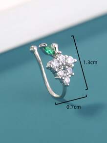 方晶鋯石裝飾鼻環 - 銀色 - 查看 2