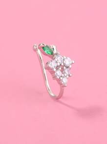 方晶鋯石裝飾鼻環 - 銀色 - 查看 3