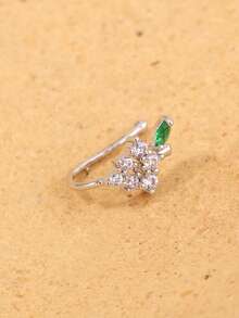 方晶鋯石裝飾鼻環 - 銀色 - 查看 4