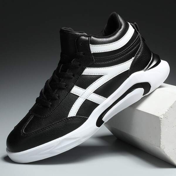 

Men Two Tone Graphic High Top Sneakers, Black