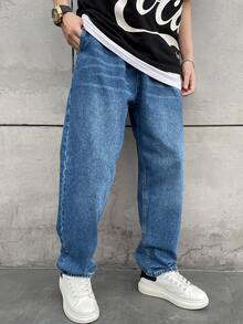Manfinity Hombres Jeans de pierna ancha - Azul - Ver 1