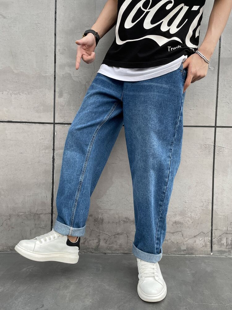 Manfinity Hombres Jeans de pierna ancha - Azul - Añade 6