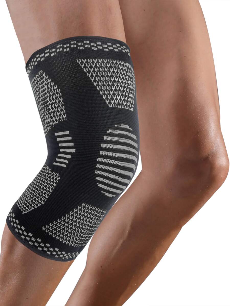 1入組條紋圖案運動膝蓋墊 - 黑色 - 查看 1