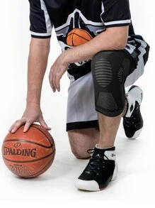 1入組條紋圖案運動膝蓋墊 - 黑色 - 查看 2